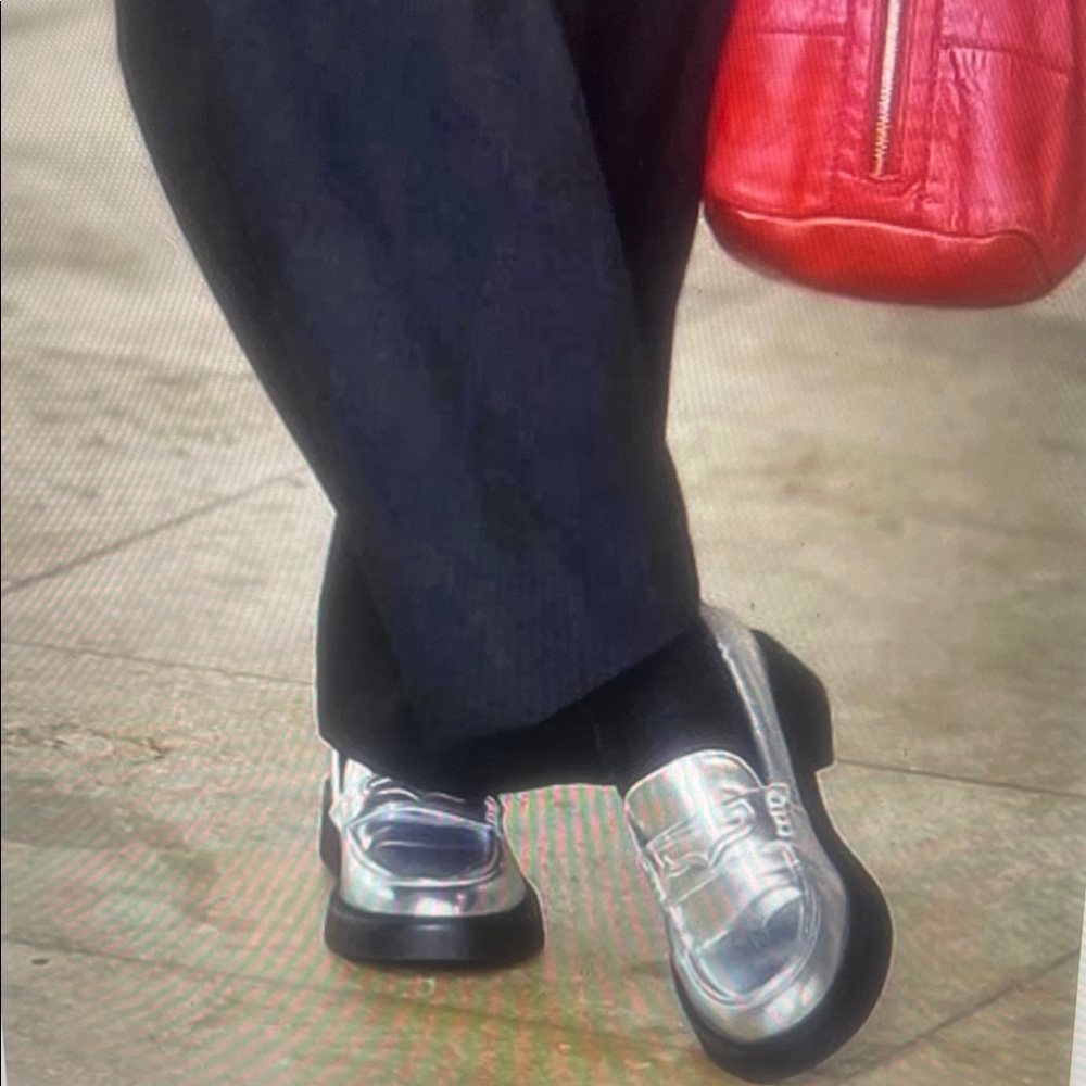 New Zara Metallic Silver Loafers - Size 7.5